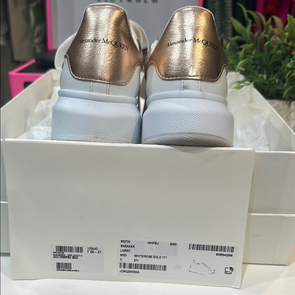 Alexander McQueen White and Gold Women's Sneakers